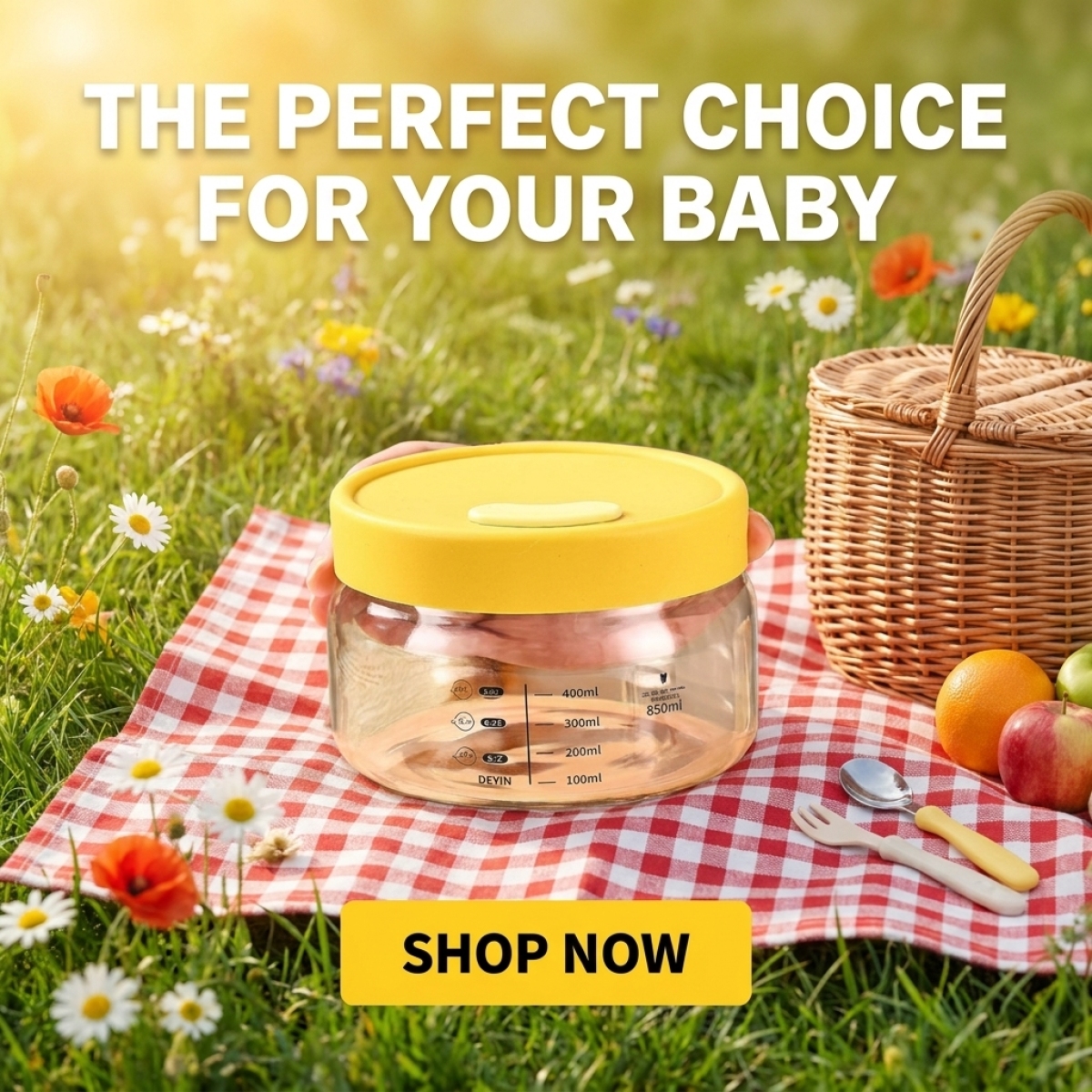 Meal Prep Yellow - Borosilicate Glass Meal Prep Bowl with
