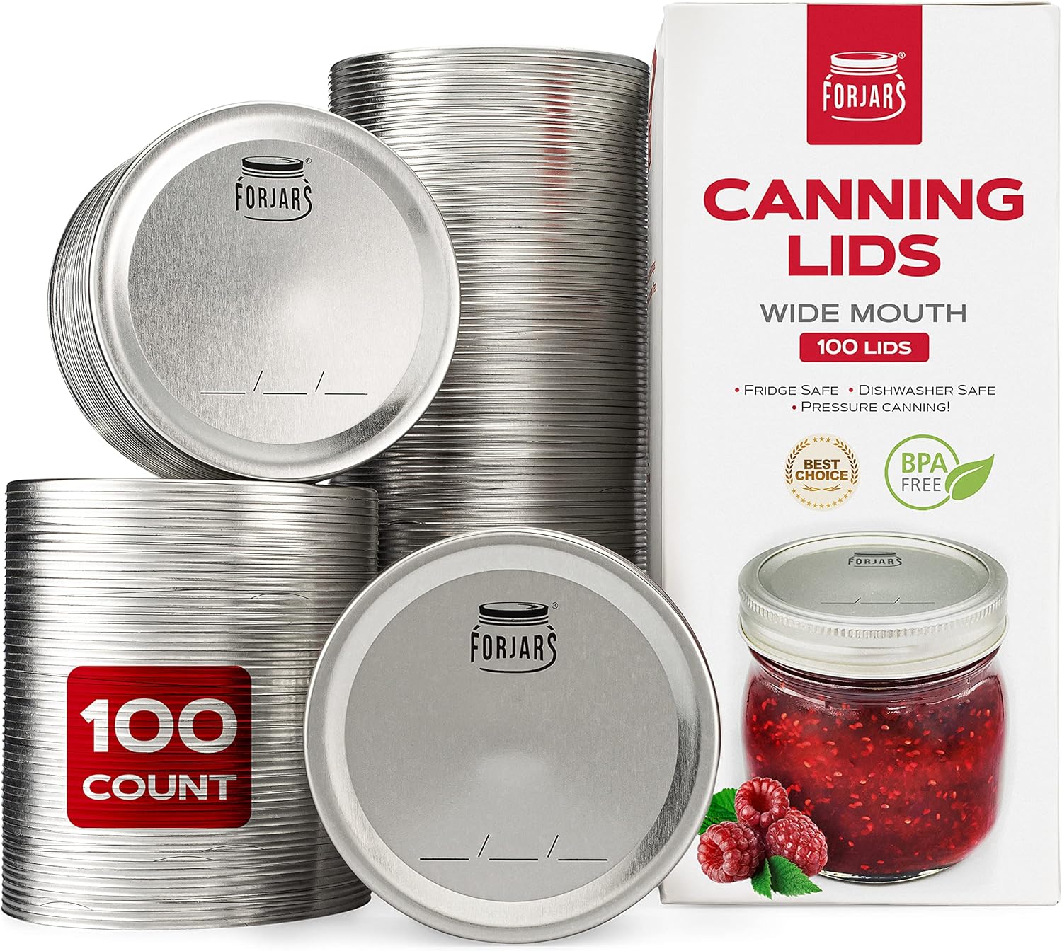 Meal Prep Jars With Lids - - Wide Mouth Canning Lids, 100-Pack