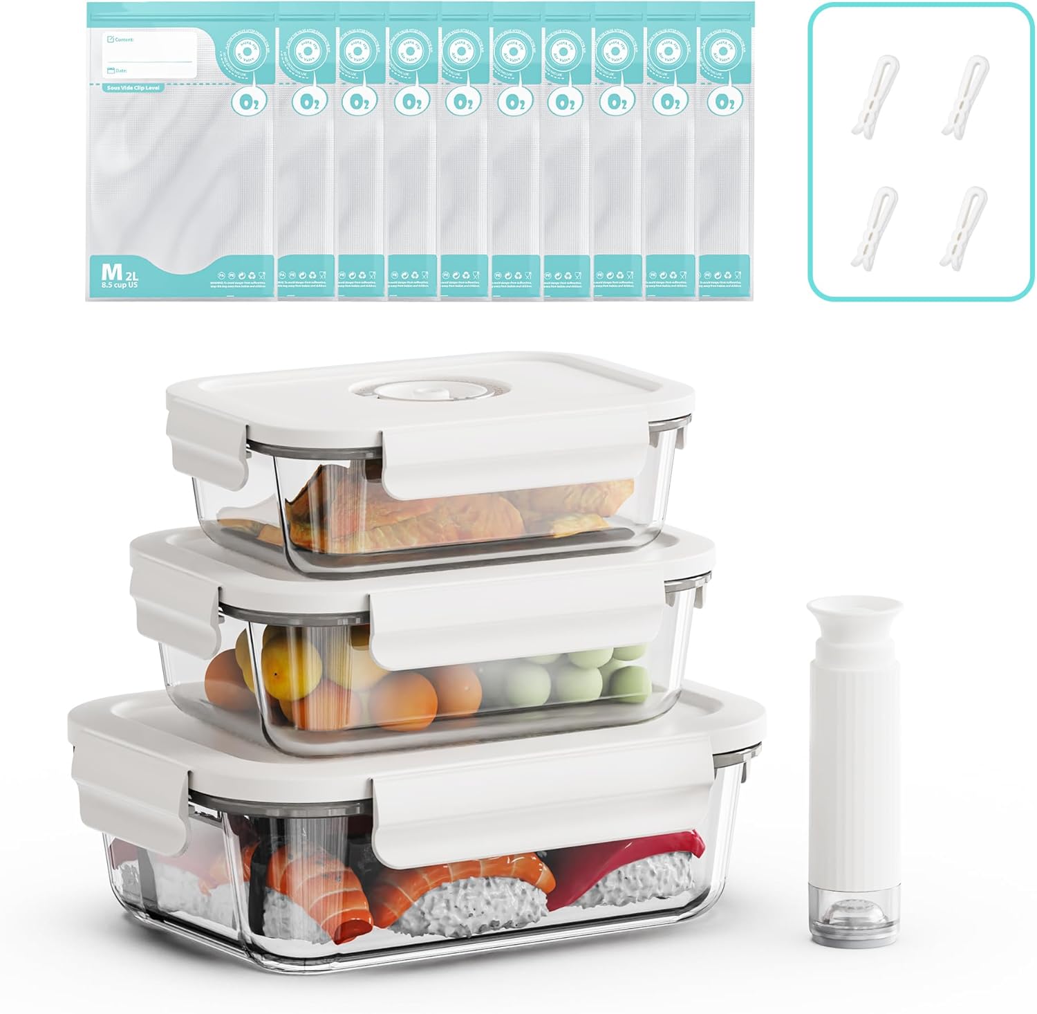Meal Prep Manual - Vacuum Seal Glass Food Storage Containers,