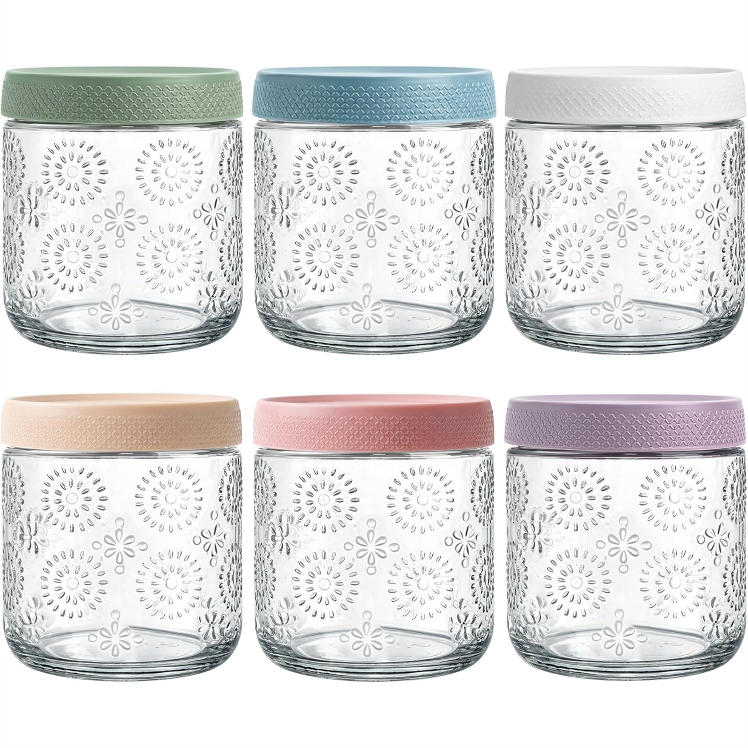 Meal Prep Jars With Lids - 6 Pack 16 oz Overnight Oats
