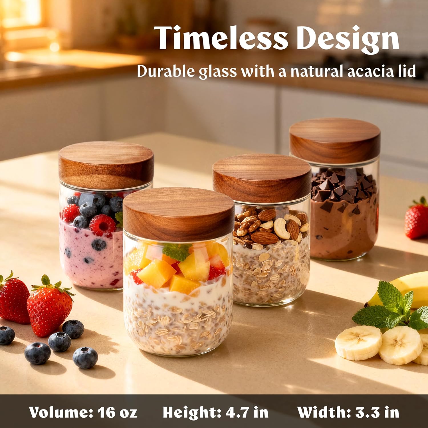 Overnight Oats Containers with - Meal Prep Jars With Lids 리뷰 및 가격