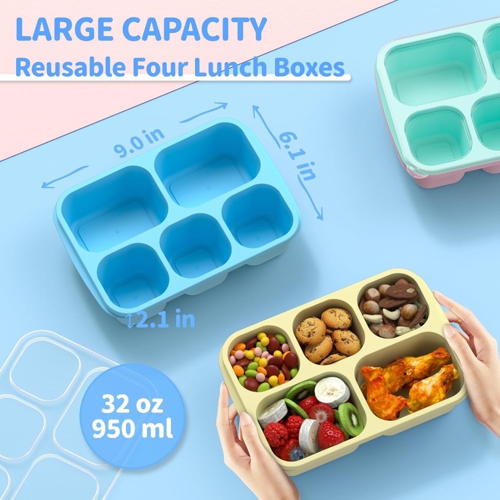 Bento Box Adult Lunch Box - 4  - Meal Prep Yellow 리뷰 및 가격