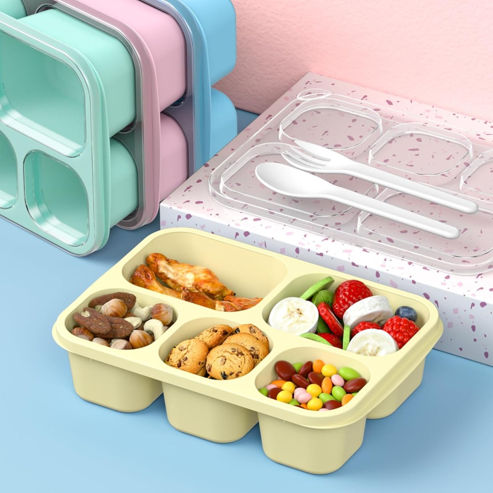 Bento Box Adult Lunch Box - 4  - Meal Prep Yellow 리뷰 및 가격