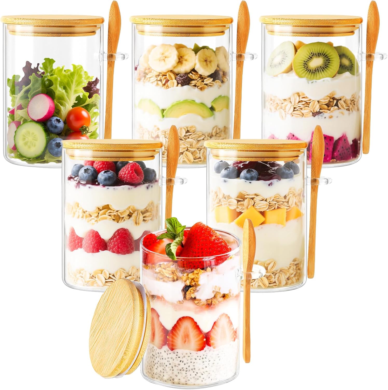 6 Pack Overnight Oats Containe - Meal Prep Jars With Lids 리뷰 및 가격