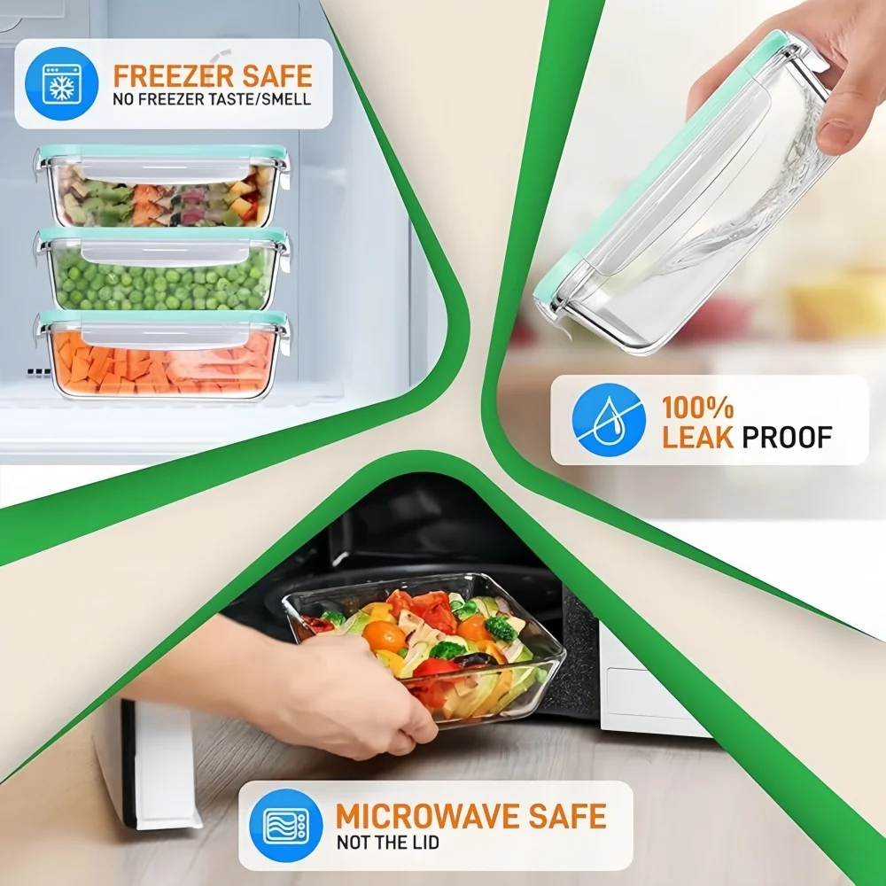 BPA-Free Glass Lunch Box Recta - Meal Prep Rezepte 리뷰 및 가격