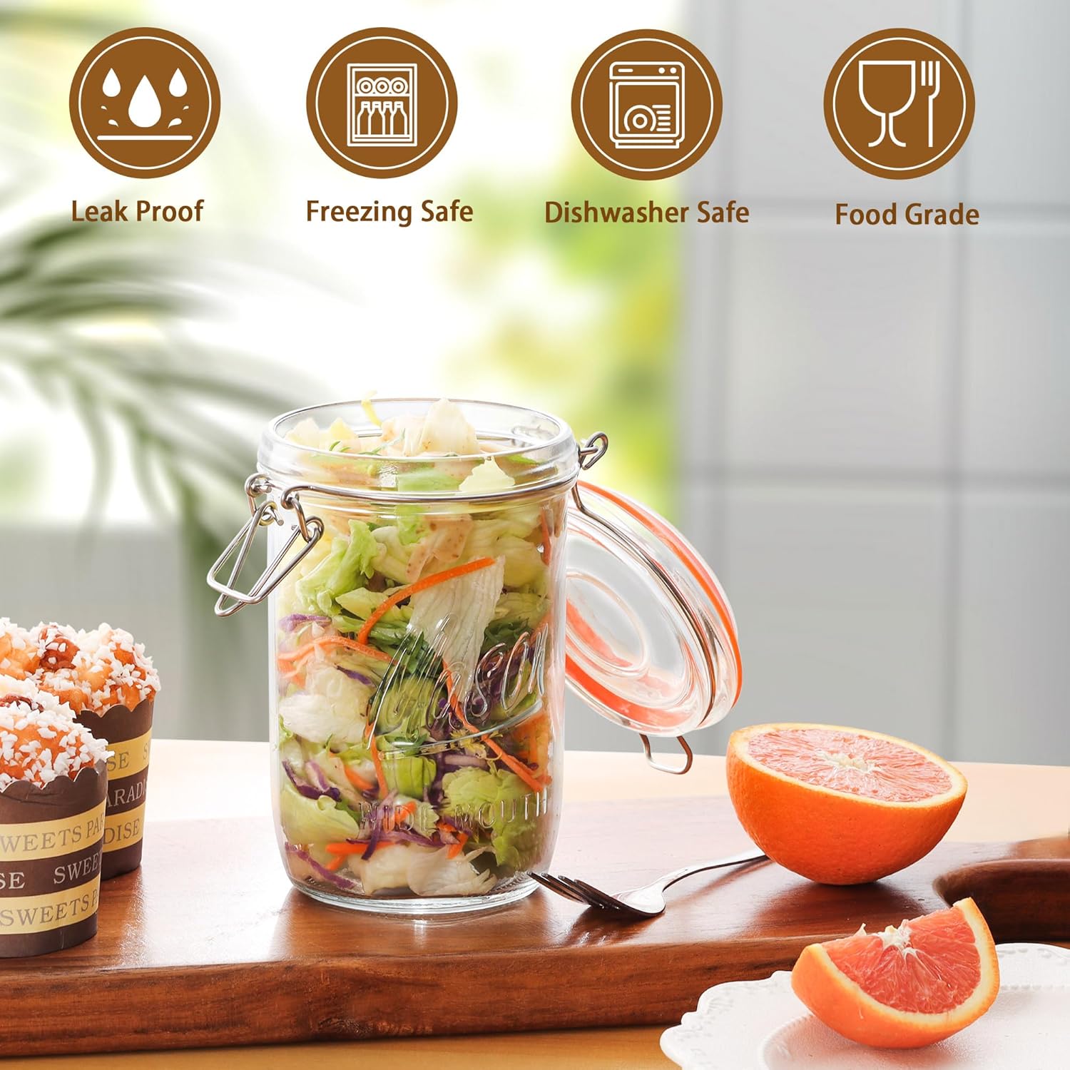 24oz Wide Mouth    Jars – 6 Pa - Meal Prep Jars With Lids 리뷰 및 가격