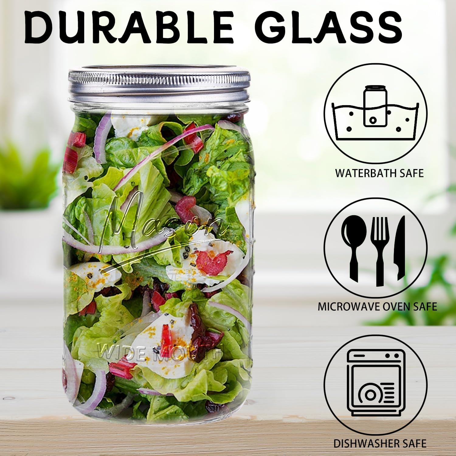 Jars 32 oz,12 Pack Quart Wide  - Meal Prep Jars With Lids 리뷰 및 가격