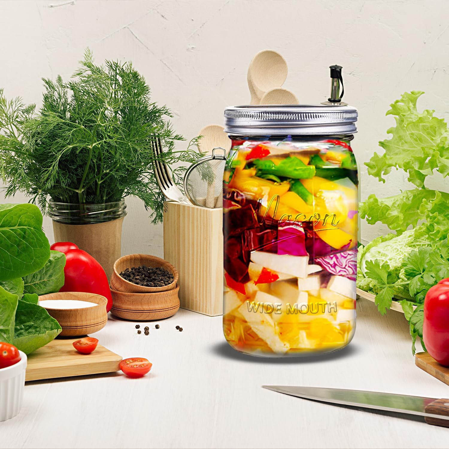 Jars 32 oz,12 Pack Quart Wide  - Meal Prep Jars With Lids 리뷰 및 가격
