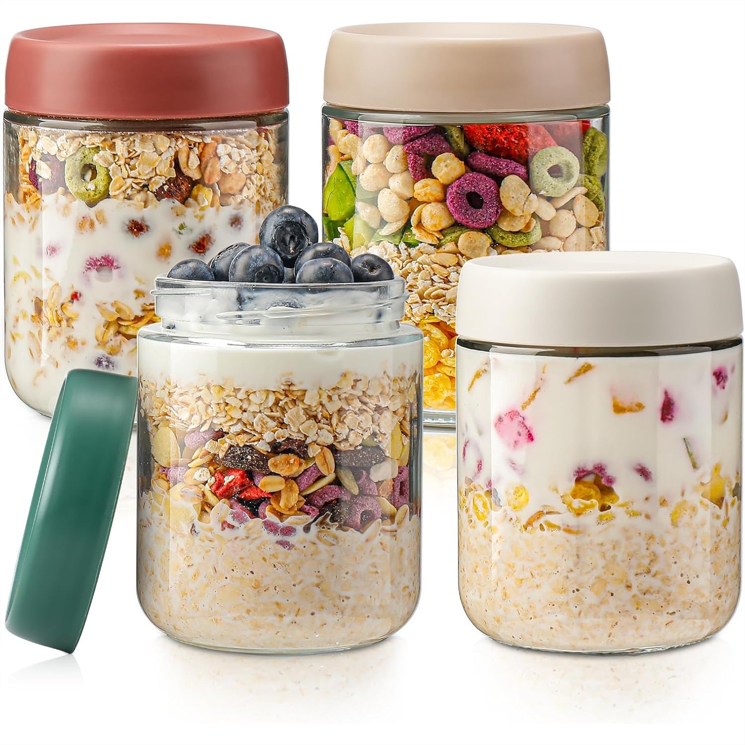 Glass Overnight Oats Container - Meal Prep Jars With Lids 리뷰 및 가격